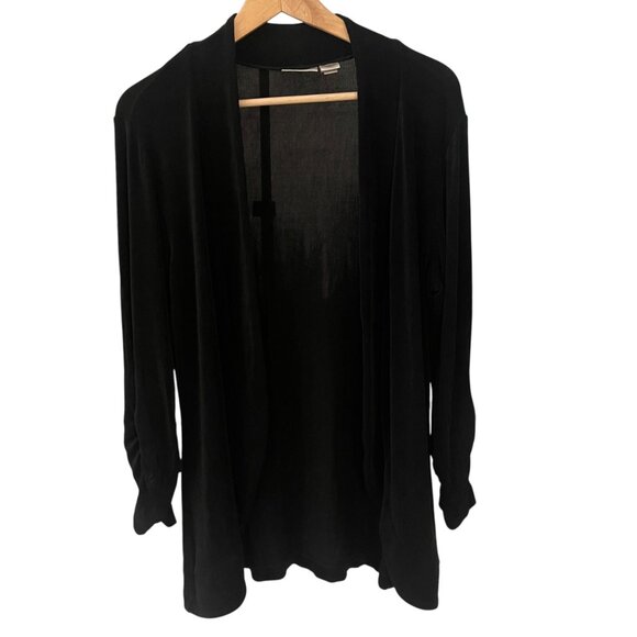Chicos Women Open Front Cardigan Size 2 Travel Stretch Slinky Minimalist Elegant - Picture 1 of 6